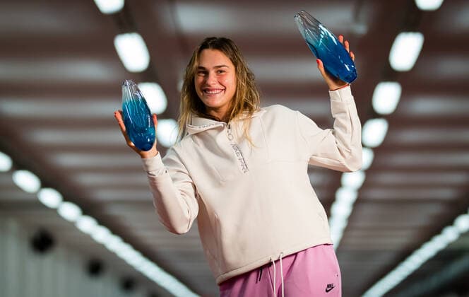 October 25, 2020, Ostrava, CZECH REPUBLIC: Aryna Sabalenka of Belarus during the trophy photo shoot after winning both the singles and doubles final at the 2020 J&T Banka Ostrava Open WTA, Tennis Damen Premier tennis tournament Ostrava CZECH REPUBLIC - ZUMAa181 20201025_zaa_a181_269 Copyright: xRobxPrangex