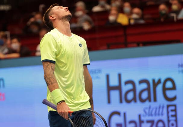 TENNIS - ATP, Tennis Herren Erste Bank Open VIENNA,AUSTRIA,26.OCT.20 - TENNIS - ATP World Tour, Erste Bank Open. Image shows the disappointment of Dennis Novak (AUT). GEPAxpictures xWalterxLuger