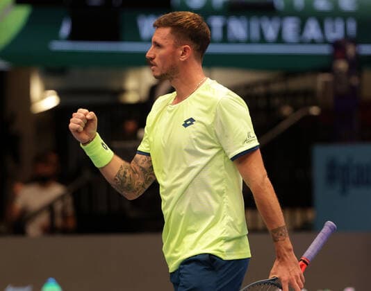 TENNIS - ATP, Tennis Herren Erste Bank Open VIENNA,AUSTRIA,26.OCT.20 - TENNIS - ATP World Tour, Erste Bank Open. Image shows the rejoicing of Dennis Novak (AUT). GEPAxpictures xWalterxLuger