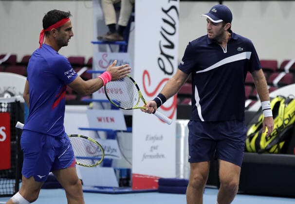 TENNIS - ATP, Tennis Herren Erste Bank Open VIENNA,AUSTRIA,27.OCT.20 - TENNIS - ATP World Tour, Erste Bank Open. Image shows Robert Farah (COL) and Fabrice Martin (FRA). GEPAxpictures xWalterxLuger