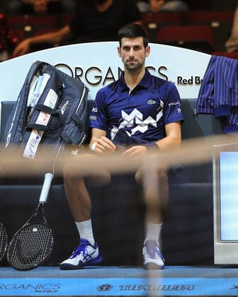 Novak Djokovic SRB sits on the bench during the break in the match Tennis FIRST BENCH OPEN 2020 ATP 500 Stadthalle Vienna Austria 27 October 2020 Â Copyright: xJuergenxHasenkopfx