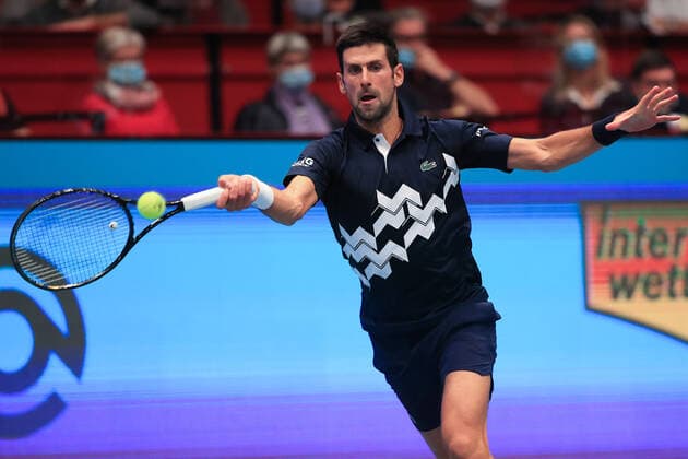 Novak Djokovic SRB Tennis FIRST BENCH OPEN 2020 ATP 500 Stadthalle Vienna Austria 27 October 2020 Â Copyright: xJuergenxHasenkopfx