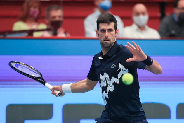 Novak Djokovic SRB Tennis FIRST BENCH OPEN 2020 ATP 500 Stadthalle Vienna Austria 27 October 2020 Â Copyright: xJuergenxHasenkopfx