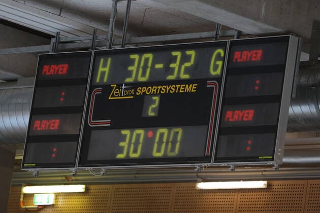 HANDBALL - EHF EL, Fivers vs Tschechow VIENNA,AUSTRIA,27.OCT.20 - HANDBALL - EHF European League, HC Fivers Margareten vs Medwedi Tschechow. Image shows the final scoreboard. GEPAxpictures xDavidxBitzan