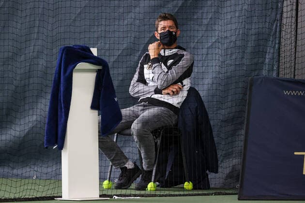 In the picture Michael Kohlmann DTB national coach watches the match of Maximilian Marterer GER WC against Taro Daniel JPN 2 TENNIS CHALLENGER HAMBURG presented by TANNENHOF, Hamburg, DTB base Hamburg, 28 10 2020,