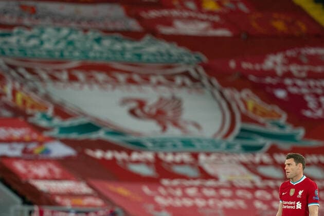 Football - 2020 2021 Champions League - Group D - Liverpool vs FC Midtjylland - Anfield Liverpool s James Milner COLORSPORT TERRY DONNELLY 