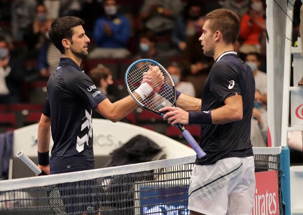 TENNIS - ATP, Tennis Herren Erste Bank Open VIENNA,AUSTRIA,28.OCT.20 - TENNIS - ATP World Tour, Erste Bank Open. Image shows Novak Djokovic (SRB) and Borna Coric (CRO). GEPAxpictures xWalterxLuger