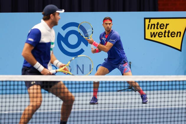 TENNIS - ATP, Tennis Herren Erste Bank Open VIENNA,AUSTRIA,28.OCT.20 - TENNIS - ATP World Tour, Erste Bank Open. Image shows Robert Farah (COL) and Fabrice Martin (FRA). GEPAxpictures xChristianxWalgram