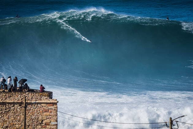 October 29, 2020, Nazare, Portugal: Big wave surfer Sebastian Steudtner from Germany rides a wave during a tow surfing session at Praia do Norte on the first big swell of winter season. Nazare Portugal - ZUMAs197 20201029_zaa_s197_210 Copyright: xHenriquexCasinhasx