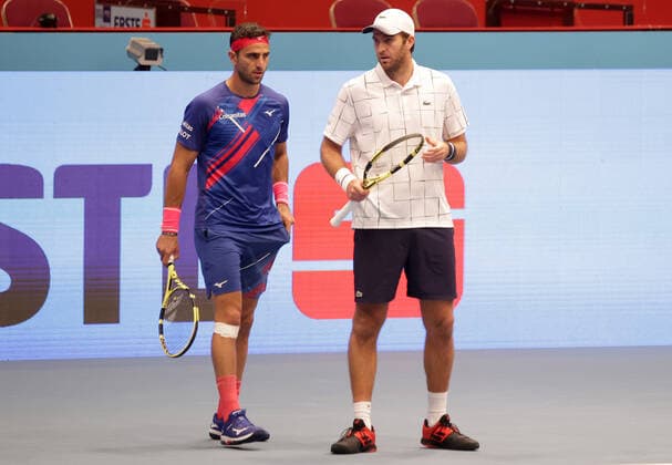 TENNIS - ATP, Tennis Herren Erste Bank Open VIENNA,AUSTRIA,30.OCT.20 - TENNIS - ATP World Tour, Erste Bank Open. Image shows Robert Farah (COL) and Fabrice Martin (FRA). GEPAxpictures xWalterxLuger