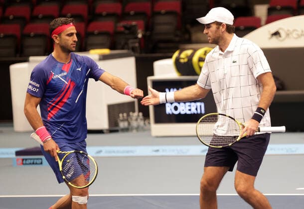 TENNIS - ATP, Tennis Herren Erste Bank Open VIENNA,AUSTRIA,30.OCT.20 - TENNIS - ATP World Tour, Erste Bank Open. Image shows Robert Farah (COL) and Fabrice Martin (FRA). GEPAxpictures xWalterxLuger