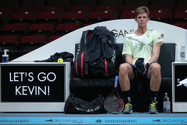 Kevin Anderson RSA sits on the bench during the break in the match Tennis FIRST BENCH OPEN 2020 ATP 500 Stadthalle Vienna Austria 30 October 2020 Â Copyright: xJuergenxHasenkopfx