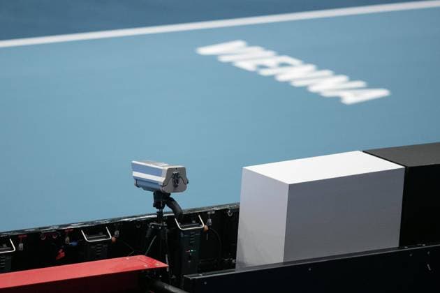 Hawk eye Technology replaces the linesmen, video surveillance, tracking camera, camera tennis FIRST BENCH OPEN 2020 ATP 500 Stadthalle Vienna Austria 29 October 2020 Â Copyright: xJuergenxHasenkopfx