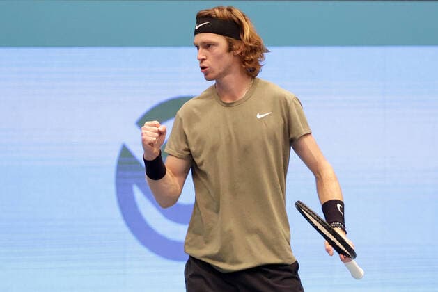 TENNIS - ATP, Tennis Herren Erste Bank Open VIENNA,AUSTRIA,31.OCT.20 - TENNIS - ATP World Tour, Erste Bank Open. Image shows the rejoicing of Andrey Rublev (RUS). GEPAxpictures xWalterxLuger