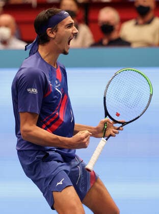 TENNIS - ATP, Tennis Herren Erste Bank Open VIENNA,AUSTRIA,31.OCT.20 - TENNIS - ATP World Tour, Erste Bank Open. Image shows the rejoicing of Lorenzo Sonego (ITA). GEPAxpictures xWalterxLuger