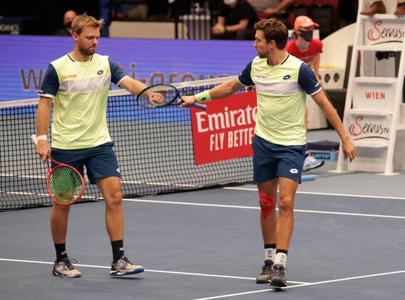 Sport Themen der Woche KW44 Sport Bilder des Tages TENNIS - ATP, Tennis Herren Erste Bank Open VIENNA,AUSTRIA,31.OCT.20 - TENNIS - ATP World Tour, Erste Bank Open. Image shows Kevin Krawietz and Andreas Mies (GER). GEPAxpictures xWalterxLuger