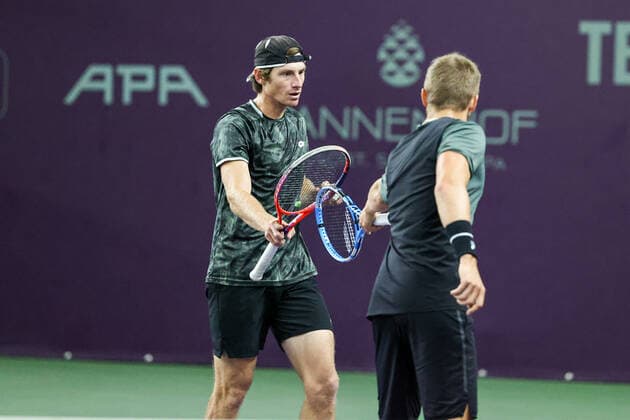 The picture shows Alex LAWSON USA and Lloyd GLASSPOOL GBR TENNIS CHALLENGER HAMBURG presented by TANNENHOF, Hamburg, DTB Base Hamburg, 31 10 2020,