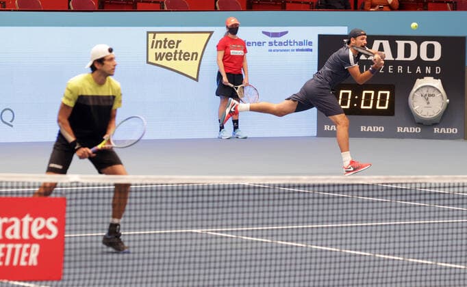 TENNIS - ATP, Tennis Herren Erste Bank Open VIENNA,AUSTRIA,01.NOV.20 - TENNIS - ATP World Tour, Erste Bank Open, final. Image shows Marcelo Melo (BRA) and Lukasz Kubot (POL). GEPAxpictures xWalterxLuger
