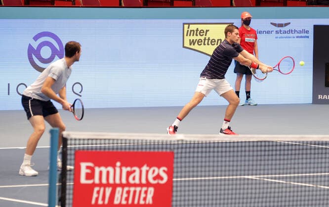 TENNIS - ATP, Tennis Herren Erste Bank Open VIENNA,AUSTRIA,01.NOV.20 - TENNIS - ATP World Tour, Erste Bank Open, final. Image shows Jamie Murray and Neal Skupski (GBR). GEPAxpictures xWalterxLuger