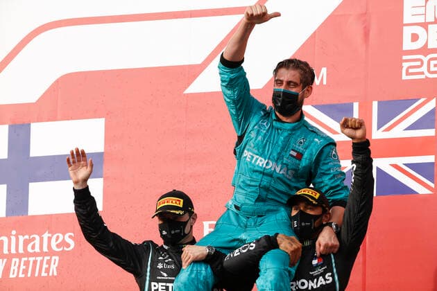 Motorsports FIA Formula One World Championship 2020, Grand Prix of Emilia Romagna, 77 Valtteri Bottas FIN, Mercedes AMG Petronas Formula One Team , Leo Stevens Mercedes AMG Petronas Formula One Team , 44 Lewis Hamilton GBR, Mercedes AMG Petronas Formula One Team , Imola Italy