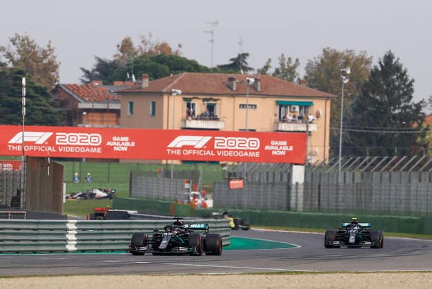 Motorsports FIA Formula One World Championship 2020, Grand Prix of Emilia Romagna, 44 Lewis Hamilton GBR, Mercedes AMG Petronas Formula One Team , 77 Valtteri Bottas FIN, Mercedes AMG Petronas Formula One Team , Imola Italy