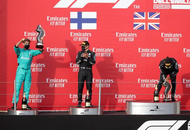 Motorsports FIA Formula One World Championship 2020, Grand Prix of Emilia Romagna, Leo Stevens Mercedes AMG Petronas Formula One Team , 77 Valtteri Bottas FIN, Mercedes AMG Petronas Formula One Team , 44 Lewis Hamilton GBR, Mercedes AMG Petronas Formula One Team , Imola Italy
