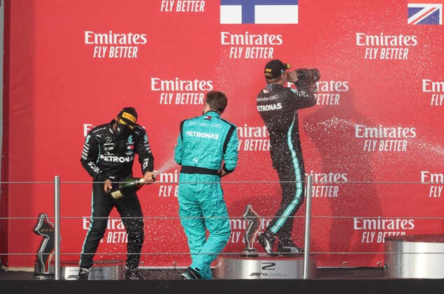 Motorsports FIA Formula One World Championship 2020, Grand Prix of Emilia Romagna, 44 Lewis Hamilton GBR, Mercedes AMG Petronas Formula One Team , Leo Stevens Mercedes AMG Petronas Formula One Team , 77 Valtteri Bottas FIN, Mercedes AMG Petronas Formula One Team , Imola Italy