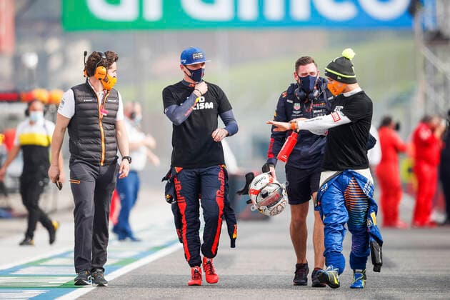 Motorsports FIA Formula One World Championship 2020, Grand Prix of Emilia Romagna, 33 Max Verstappen NLD, Aston Martin Red Bull Racing , 4 Lando Norris GBR, McLaren F1 Team , Imola Italy
