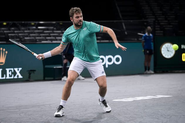 Stan Wawrinka (Sui) Daniel Evans (Gbr) TENNIS : Rolex Paris Masters - 03 11 2020 JBAutissier Panoramic 