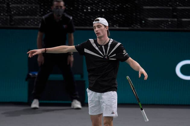 joie de Ugo Humbert (Fra) en fin de match TENNIS : Rolex Paris Masters - 03 11 2020 JBAutissier Panoramic 