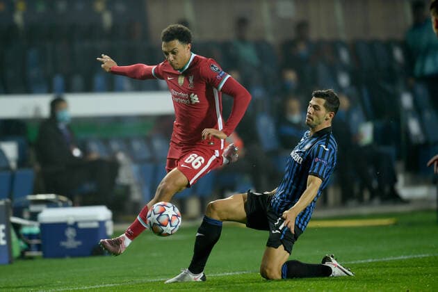 Trent Alexander-Arnold (Liverpool FC)Marco Remeo Freuler (Atalanta) during the Uefa Champions League match between Atalanta 0-5 Liverpool at Gewiss Stadium on November 3 , 2020 in Bergamo, Italy. Noxthirdxpartyxsales  (147576633)