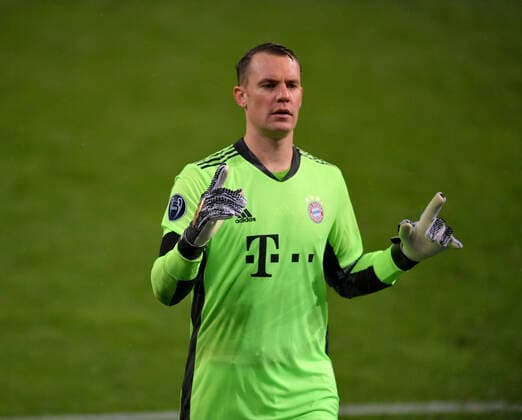 03 11 2020, Football Championsleague 2020 2021, Group stage preliminary round, 3 matchday, RB Salzburg FC Bayern München, in the Red Bull Arena Salzburg Goalkeeper Manuel Neuer FC Bayern München cheers DFL and DFB regulations prohibit any use of photographs as image sequences and or quasi video