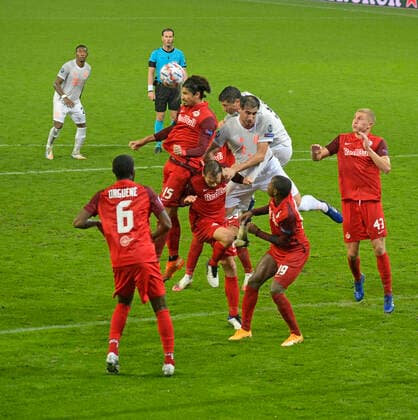 03 11 2020, Football Championsleague 2020 2021, Group stage preliminary round, 3 matchday, RB Salzburg FC Bayern Munich, in the Red Bull Arena Salzburg Javi Martinez FC Bayern Munich and Robert Lewandowski FC Bayern Munich against Andre Ramalho RB Salzburg and Mohamed Camara RB Salzburg DFL and DFB regulations prohibit any use of photographs as image sequences and or quasi video