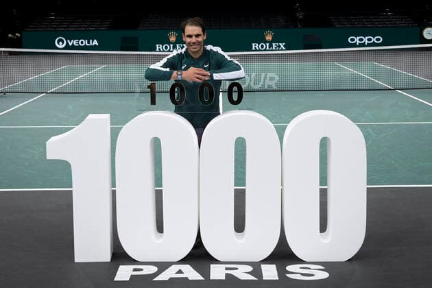 1000e victoire de Rafael Nadal (Esp) sur le circuit principal TENNIS : Rolex Paris Masters - 04 11 2020 JBAutissier Panoramic 