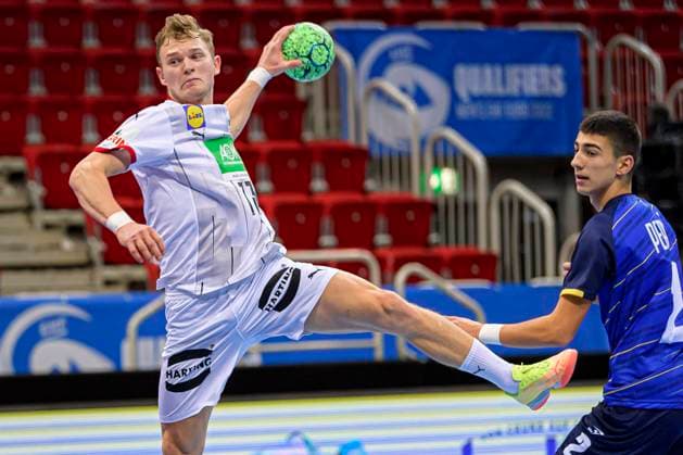 Düsseldorf, Germany 05 November 2020 Men EHF EM 2022 Qualification, Group 2, Germany vs Bosnia Herzegovina Timo Kastening Germany MT Melsungen Düsseldorf ISS Dome Nordrhein Westfalen Germany