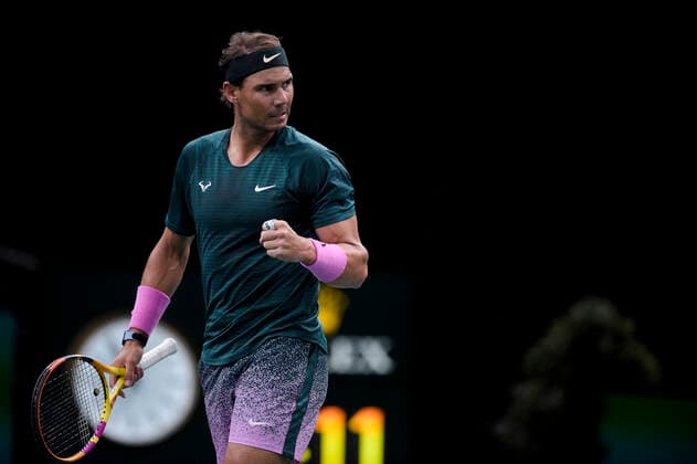 joie de Rafael Nadal (Esp) TENNIS : Rolex Paris Masters - 06 11 2020 JBAutissier Panoramic 