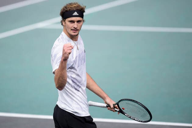 joie de Alexander Zverev (Ger) en fin de match TENNIS : Rolex Paris Masters Demi Finale - 07 11 2020 JBAutissier Panoramic 