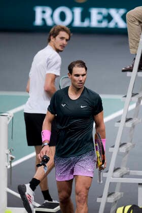 Rafael Nadal (Esp) Alexander Zverev (Ger) TENNIS : Rolex Paris Masters Demi Finale - 07 11 2020 JBAutissier Panoramic 