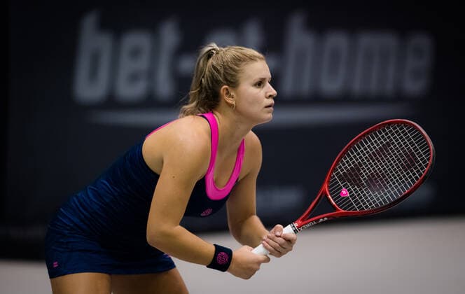 November 7, 2020, Linz, AUSTRIA: Jana Fett of Croatia in action during the first qualifications round at 2020 Upper Austria Ladies Linz WTA, Tennis Damen International tennis tournament against Mayo Hibi of Japan Linz AUSTRIA - ZUMAa181 20201107_zaa_a181_064 Copyright: xRobxPrangex