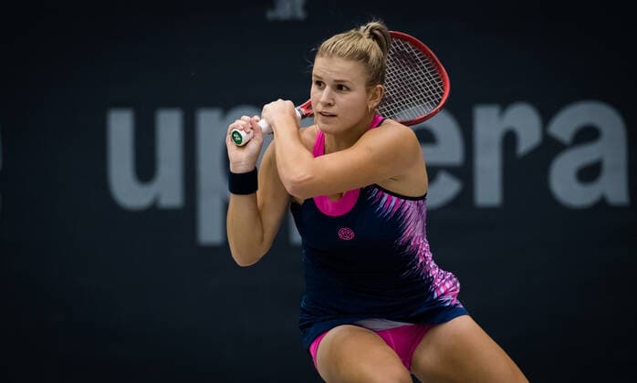 November 7, 2020, Linz, AUSTRIA: Jana Fett of Croatia in action during the first qualifications round at 2020 Upper Austria Ladies Linz WTA, Tennis Damen International tennis tournament against Mayo Hibi of Japan Linz AUSTRIA - ZUMAa181 20201107_zaa_a181_074 Copyright: xRobxPrangex
