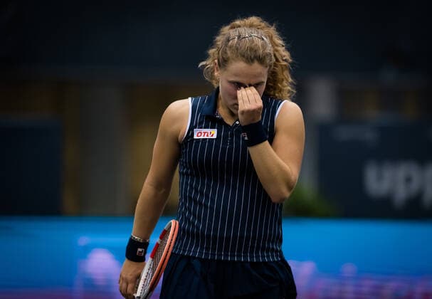 November 7, 2020, Linz, AUSTRIA: Mira Antonitsch of Austria in action during the first qualifications round at the 2020 Upper Austria Ladies Linz WTA, Tennis Damen International tennis tournament against Jacqueline Cristian of Romania Linz AUSTRIA - ZUMAa181 20201107_zaa_a181_125 Copyright: xRobxPrangex