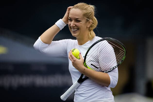 November 7, 2020, Linz, AUSTRIA: Sabine Lisicki of Germany in action during the first qualifications round at the 2020 Upper Austria Ladies Linz WTA, Tennis Damen International tennis tournament against Bibiane Schoofs of the Netherlands Linz AUSTRIA - ZUMAa181 20201107_zaa_a181_181 Copyright: xRobxPrangex