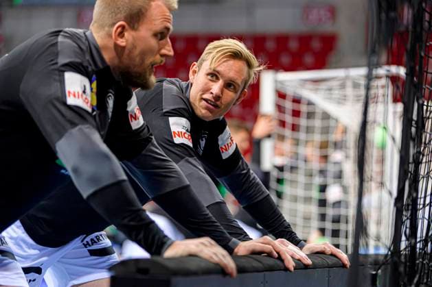 Düsseldorf, Germany 05 November 2020 Men EHF EM 2022 Qualification, Group 2, Germany vs Bosnia Herzegovina vs Julius Kühn Kuehn Germany MT Melsungen , Marian Michalczik Germany Fuechse Berlin Düsseldorf ISS Dome Nordrhein Westfalen Germany