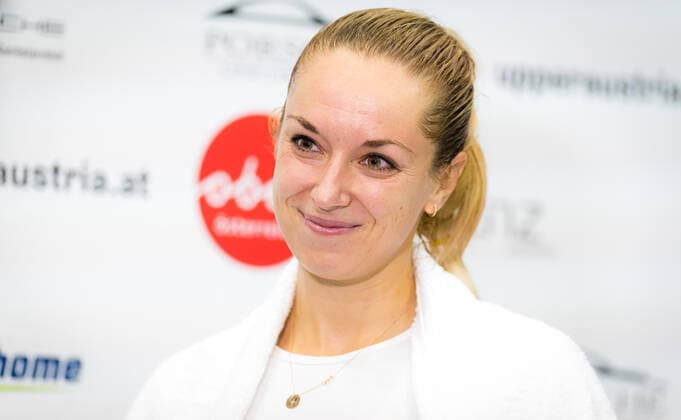 November 7, 2020, Linz, AUSTRIA: Sabine Lisicki of Germany talks to the media after winning the first qualifications round at the 2020 Upper Austria Ladies Linz WTA, Tennis Damen International tennis tournament against Bibiane Schoofs of the Netherlands Linz AUSTRIA - ZUMAa181 20201107_zaa_a181_309 Copyright: xRobxPrangex