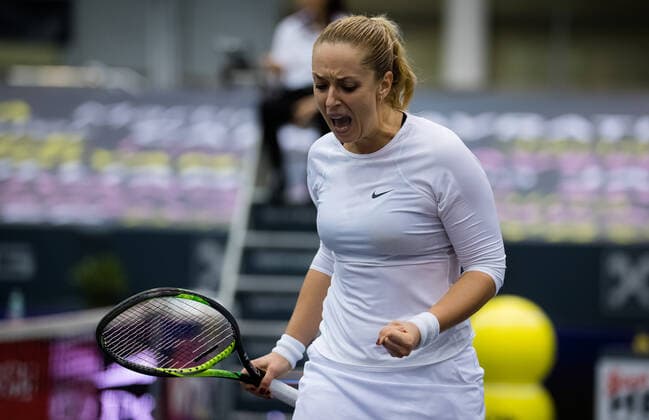 November 7, 2020, Linz, AUSTRIA: Sabine Lisicki of Germany in action during the first qualifications round at the 2020 Upper Austria Ladies Linz WTA, Tennis Damen International tennis tournament against Bibiane Schoofs of the Netherlands Linz AUSTRIA - ZUMAa181 20201107_zaa_a181_293 Copyright: xRobxPrangex