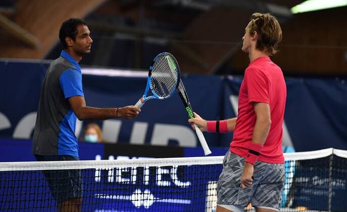 08 11 2020 Tennis ATP Challenger Tour Challenger Eckental Int German Championships Final Individual Ramkumar Ramanathan IND Sebastian Korda USA Ramkumar RAMANATHAN IND Sebastian KORDA USA , right handshake handshake after the end of the match