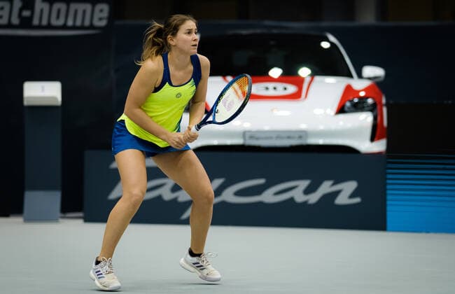 November 8, 2020, Linz, AUSTRIA: Laura Ionana Paar of Romania in action during the second qualifications round at the 2020 Upper Austria Ladies Linz WTA, Tennis Damen International tennis tournament against Oceane Dodin of France Linz AUSTRIA - ZUMAa181 20201108_zaa_a181_017 Copyright: xRobxPrangex
