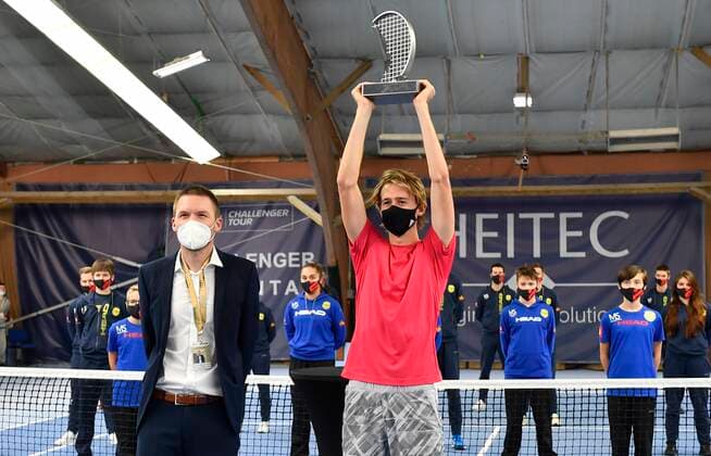 08 11 2020 Tennis ATP Challenger Tour Challenger Eckental Int German Championships Final Individual Ramkumar Ramanathan IND Sebastian Korda USA Award Ceremony Fabian REISCH Tournament Organization and Sebastian KORDA USA