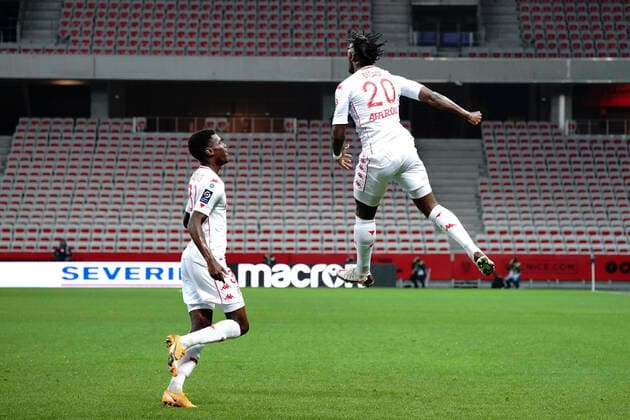 Joie - Axel Disasi (AS Monaco) - Benoit Badiashile (AS Monaco) FOOTBALL : OGC Nice vs AS Monaco - Ligue 1 Ubereats - Nice - 08 11 2020 NorbertScanella PanoramiC 