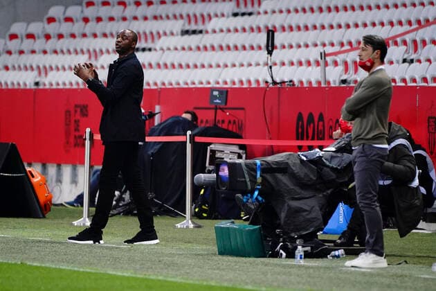 Patrick Vieira (entraineur de l OGC Nice) - Niko Kovac (entraineur de l AS Monaco) FOOTBALL : OGC Nice vs AS Monaco - Ligue 1 Ubereats - Nice - 08 11 2020 NorbertScanella PanoramiC 